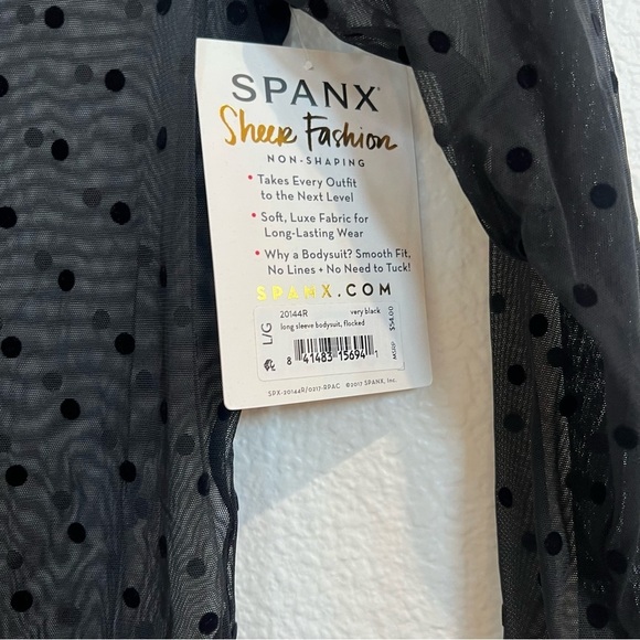 Spanx- NWT Smoothing Mesh Flocked Dot Thong Bodysuit - Picture 6 of 7